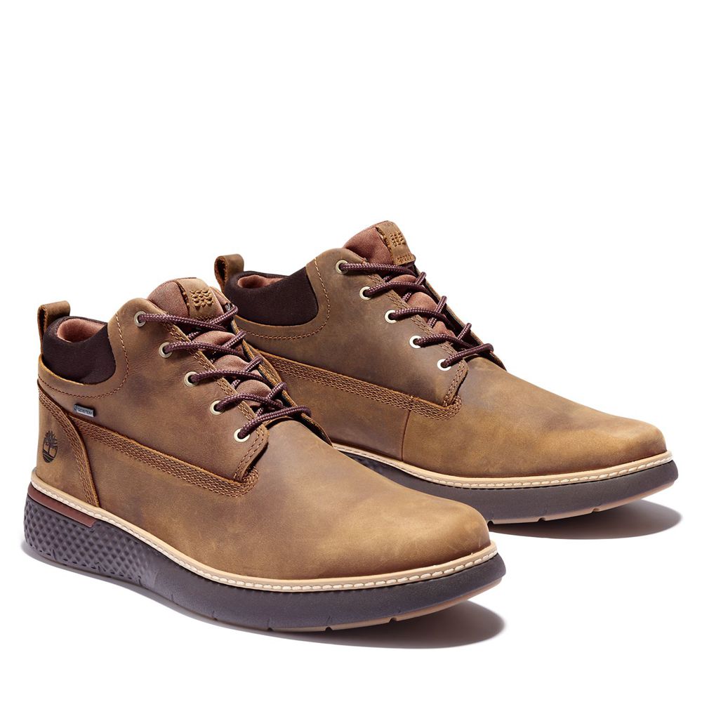 Timberland Mens Chukka Boots Cross Mark Waterproof with GORE-TEX Fabric - Brown - India HZ9873401